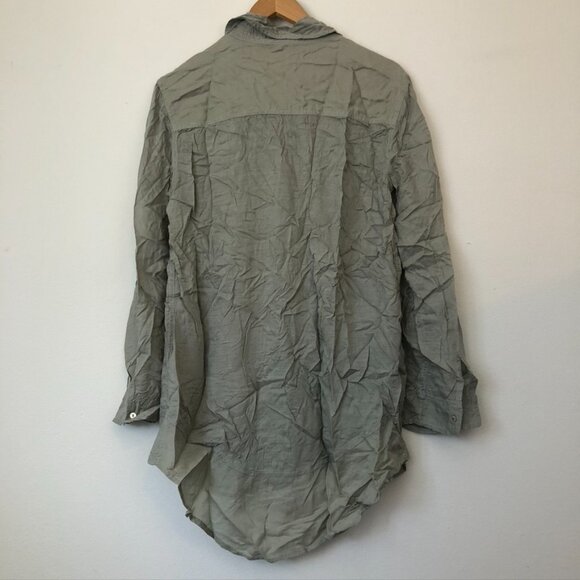 HOLDING HORSES ANTHROPOLOGIE Sunwashed Tunic Top Green Long Sleeve Button Down - Picture 9 of 11